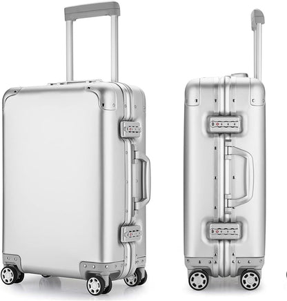 20" Aluminum Carry-On Suitcase - Silver Spinner Luggage