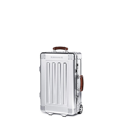 35L Full Aluminum Carry-On Travel Case with Leather Handles