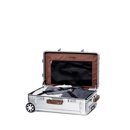 35L Full Aluminum Carry-On Travel Case with Leather Handles